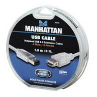 Manhattan USB 2.0 A-A predl?ovac? 1.8m silver blister