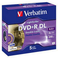 VERBATIM DVD + R 8,5GB 8x DoubleLayer LightScribe box 5pck/BAL